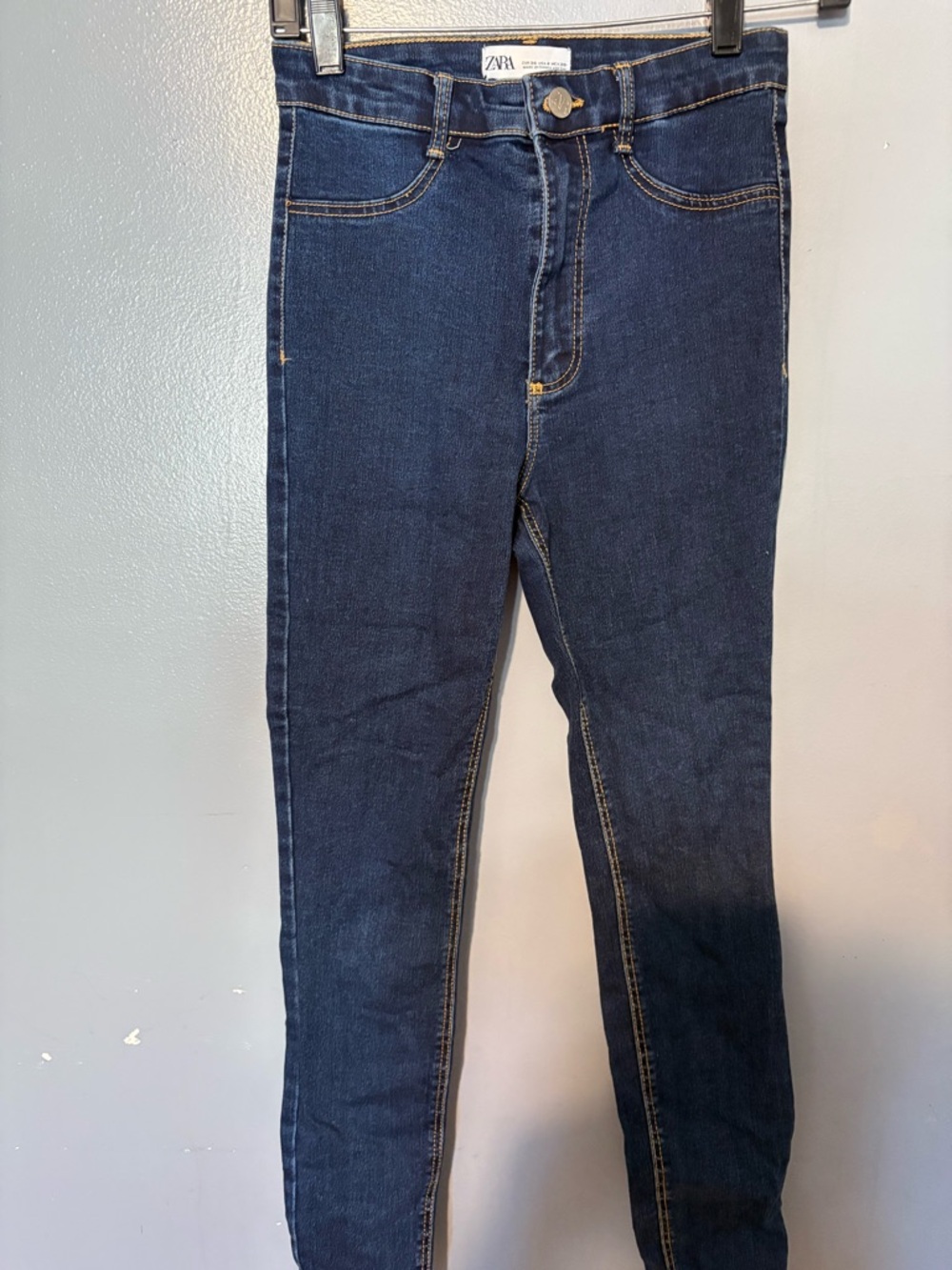 ZARA Dark Indigo High-Rise Skinny Jeans